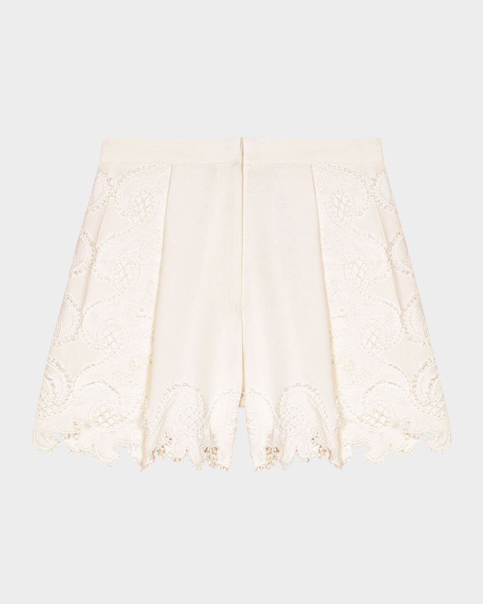Itela Embroidered Linen-Blend Shorts